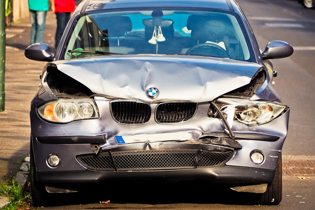 a BMW car after an accident