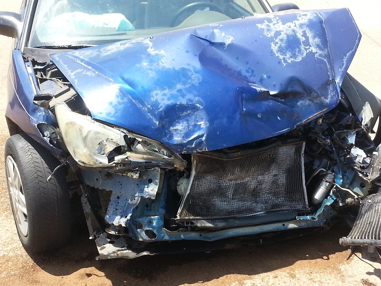 A damaged car after an accident