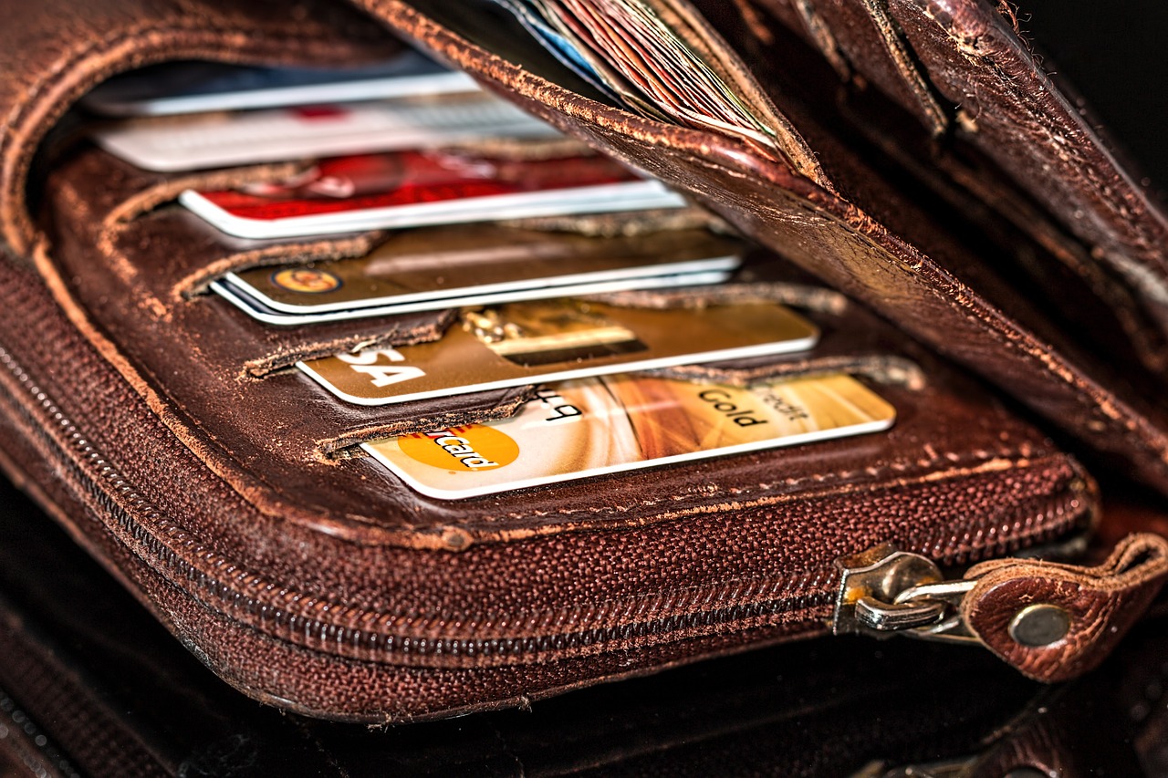 Cards and cash in a wallet